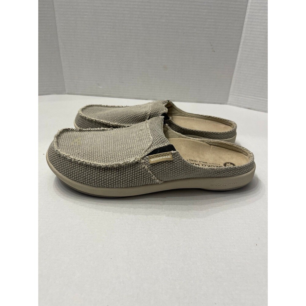 Gecko Man Men's Canvas Arch Support Slippers Beige Size 10.5